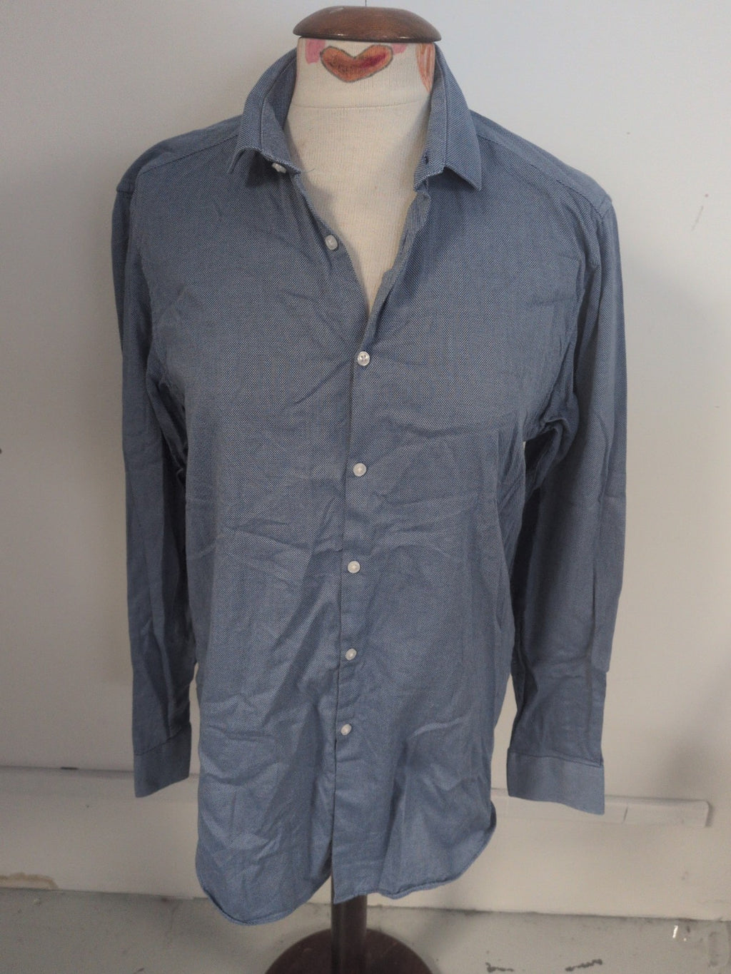 Primark 15.5 Blue Regular Fit Long Sleeve Shirt