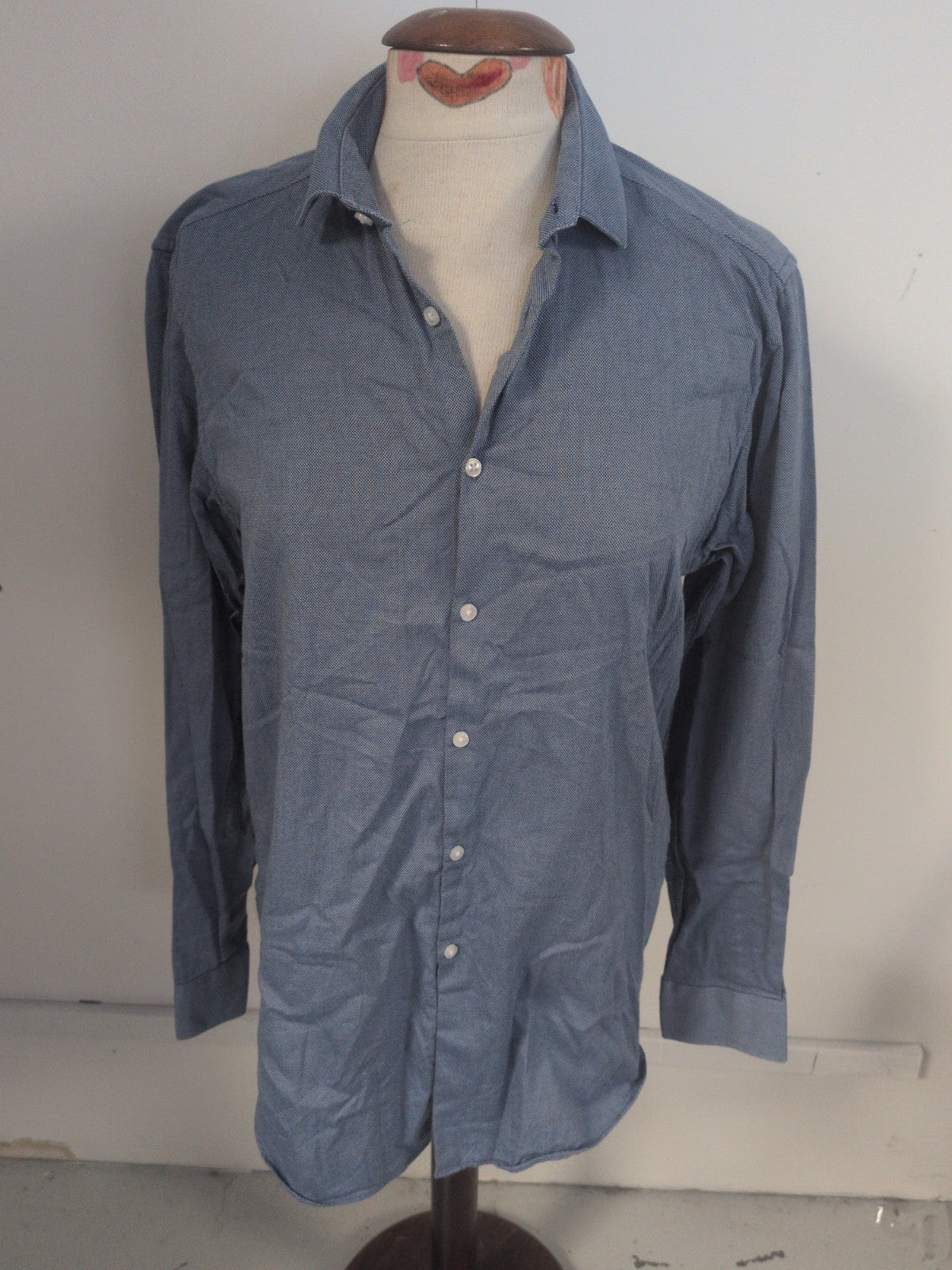 Primark 15.5 Blue Regular Fit Long Sleeve Shirt
