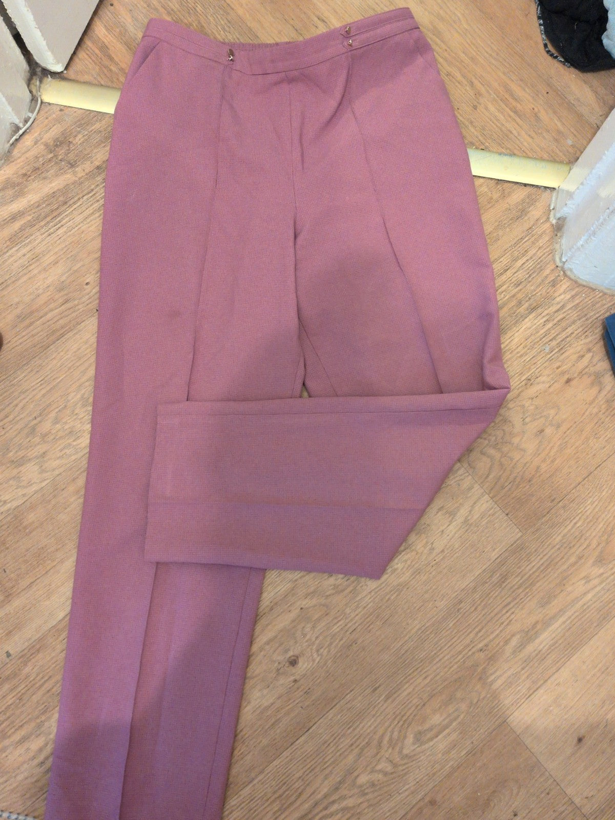 Marks And Spencer 14 Med Raspberry Elasticated Straight Leg Trousers