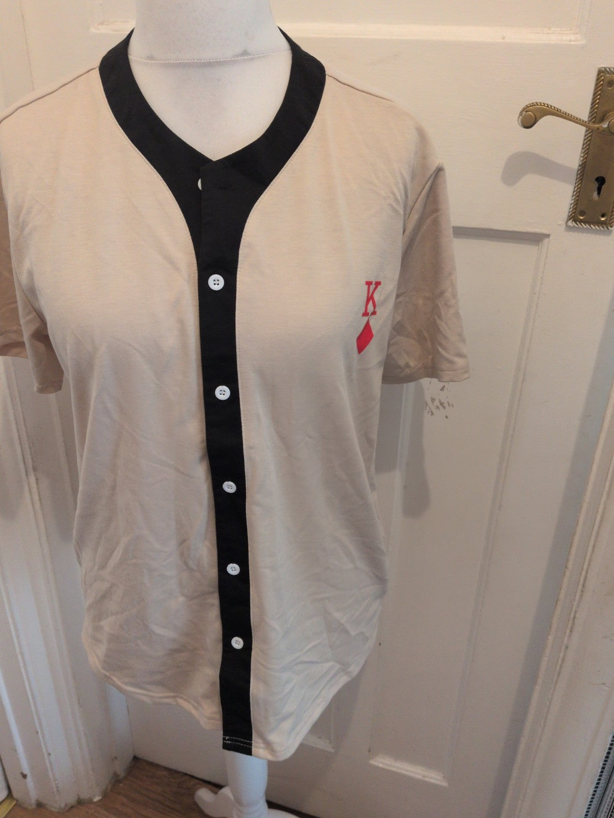 Shein Medium Playing Card Buttoned Short Sleeve Shirt