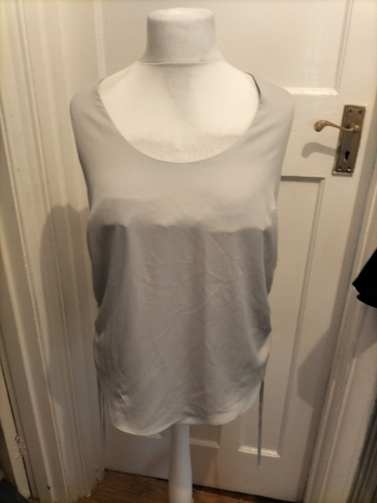 Ladies River Island Size 14 Grey Sleeveless Ruched Blouse