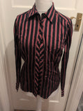 Next 12 Black And Purple Striped Long Sleeve Shirt Blouse