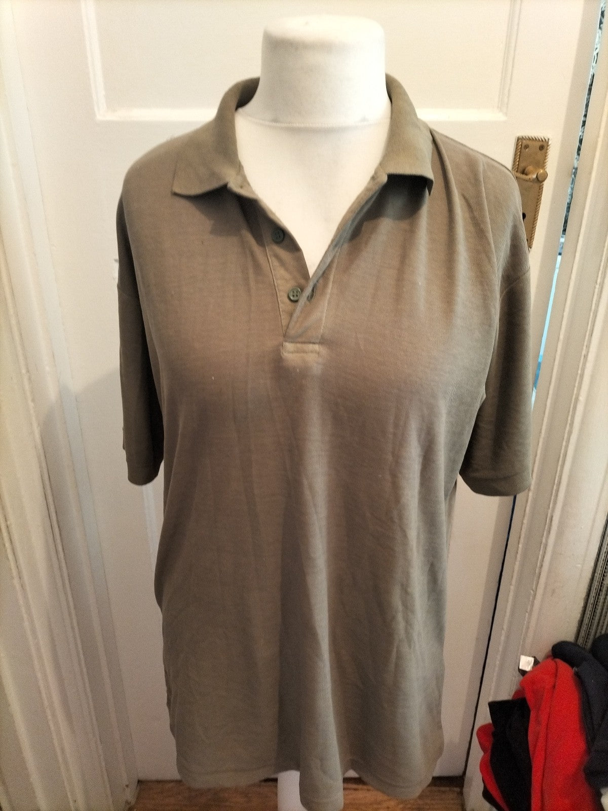 Mens Original Station Size Large Green Short Sleeved Polo