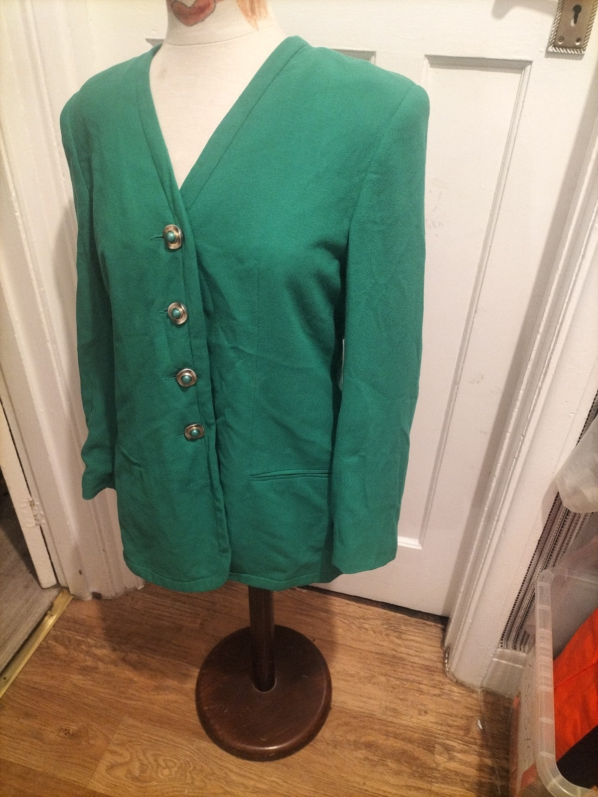 Ladies Debenhams Size 14 Green Lined Padded Blazer