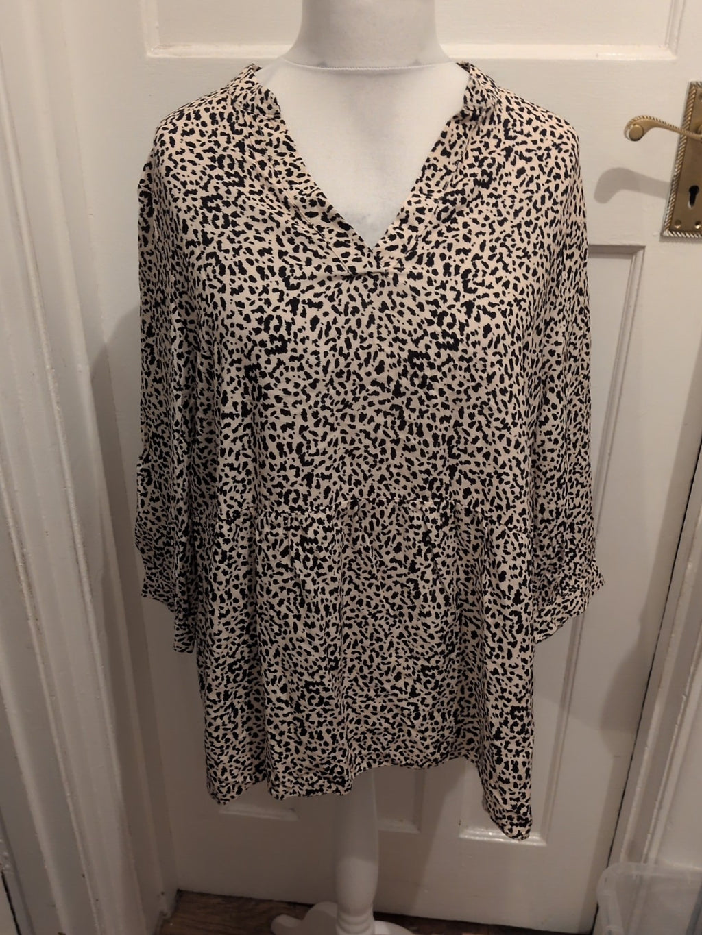 George 16 Black And Cream Leopard Print Blouse