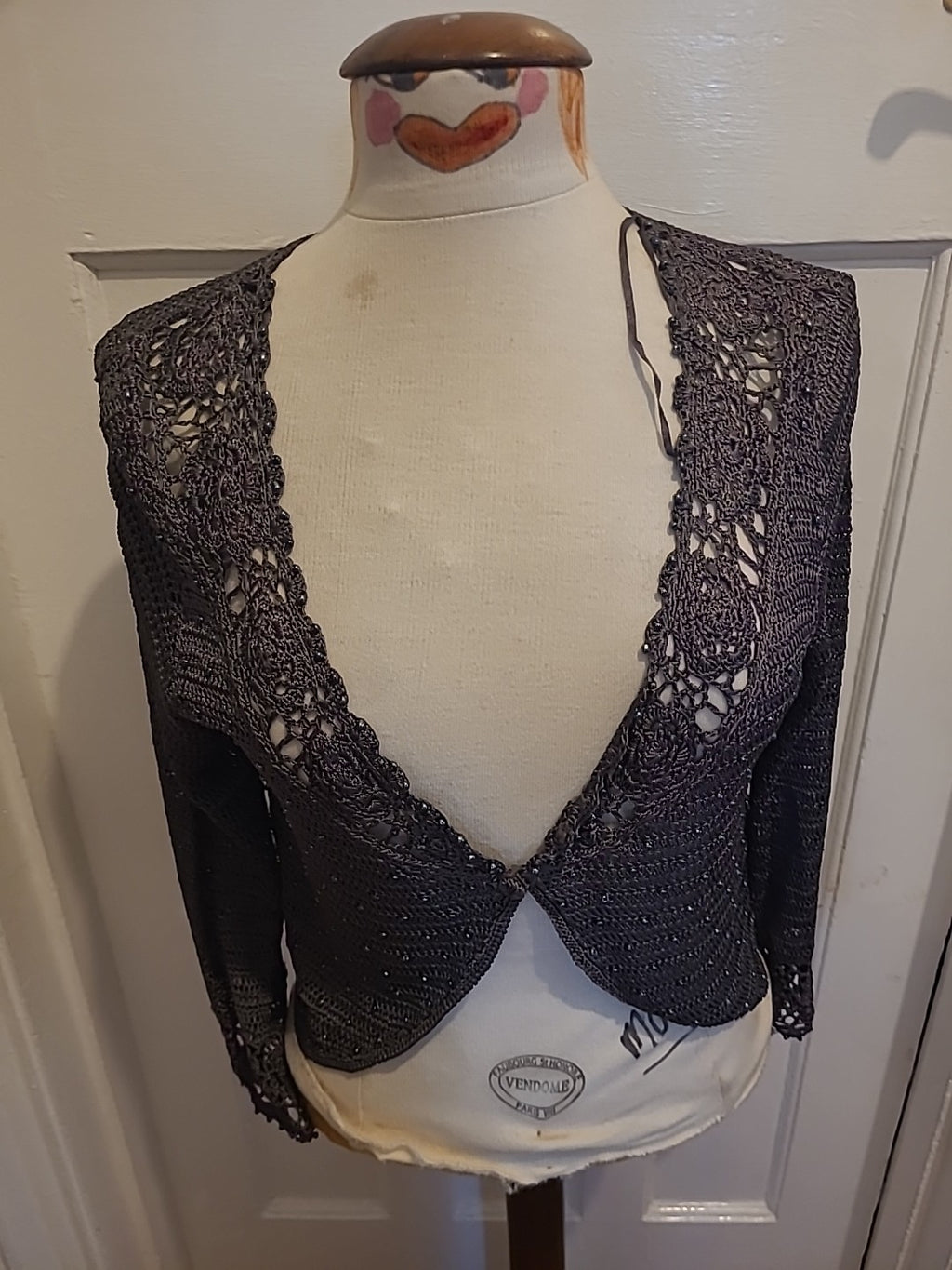 Ladies David Emanuel Size 12 Dark Grey Lace Cardigan
