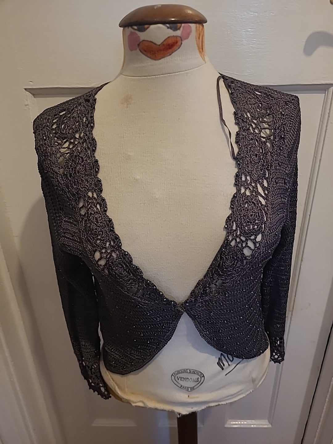 Ladies David Emanuel Size 12 Dark Grey Lace Cardigan