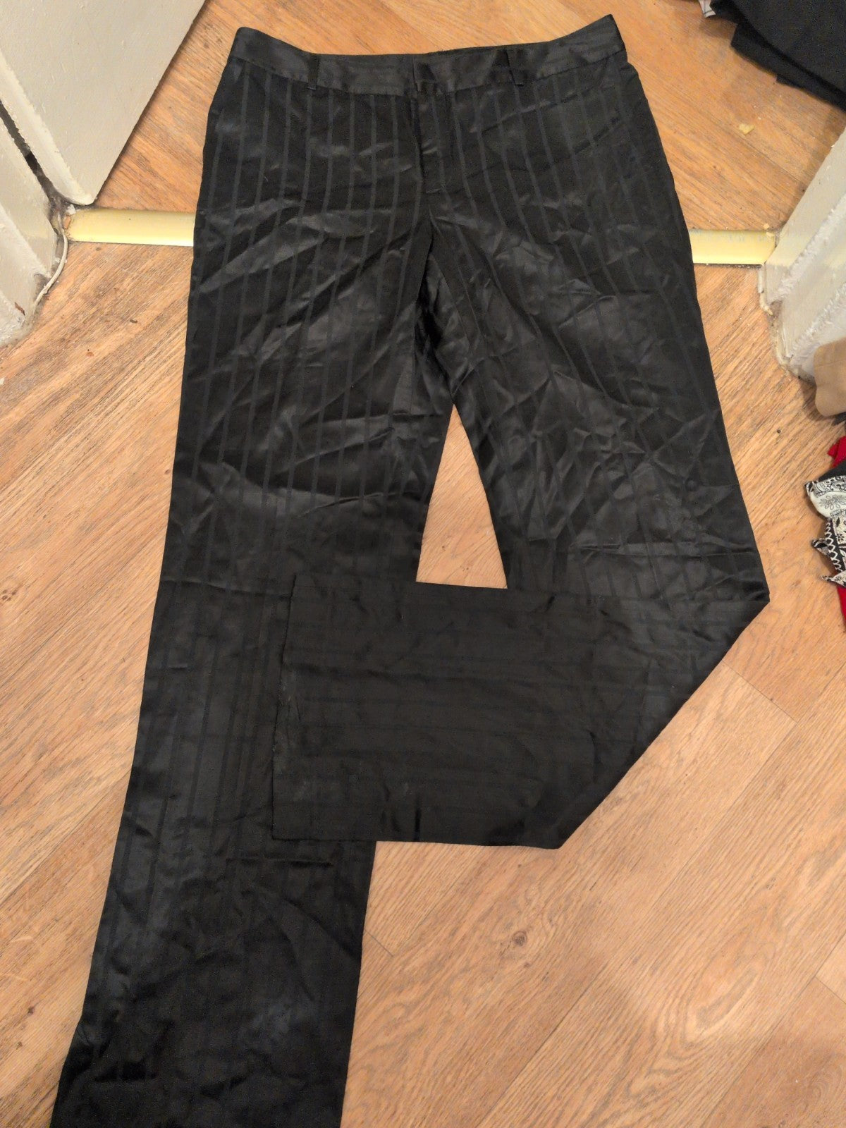Zara 16 Black Patterned Long Leg Straight trousers