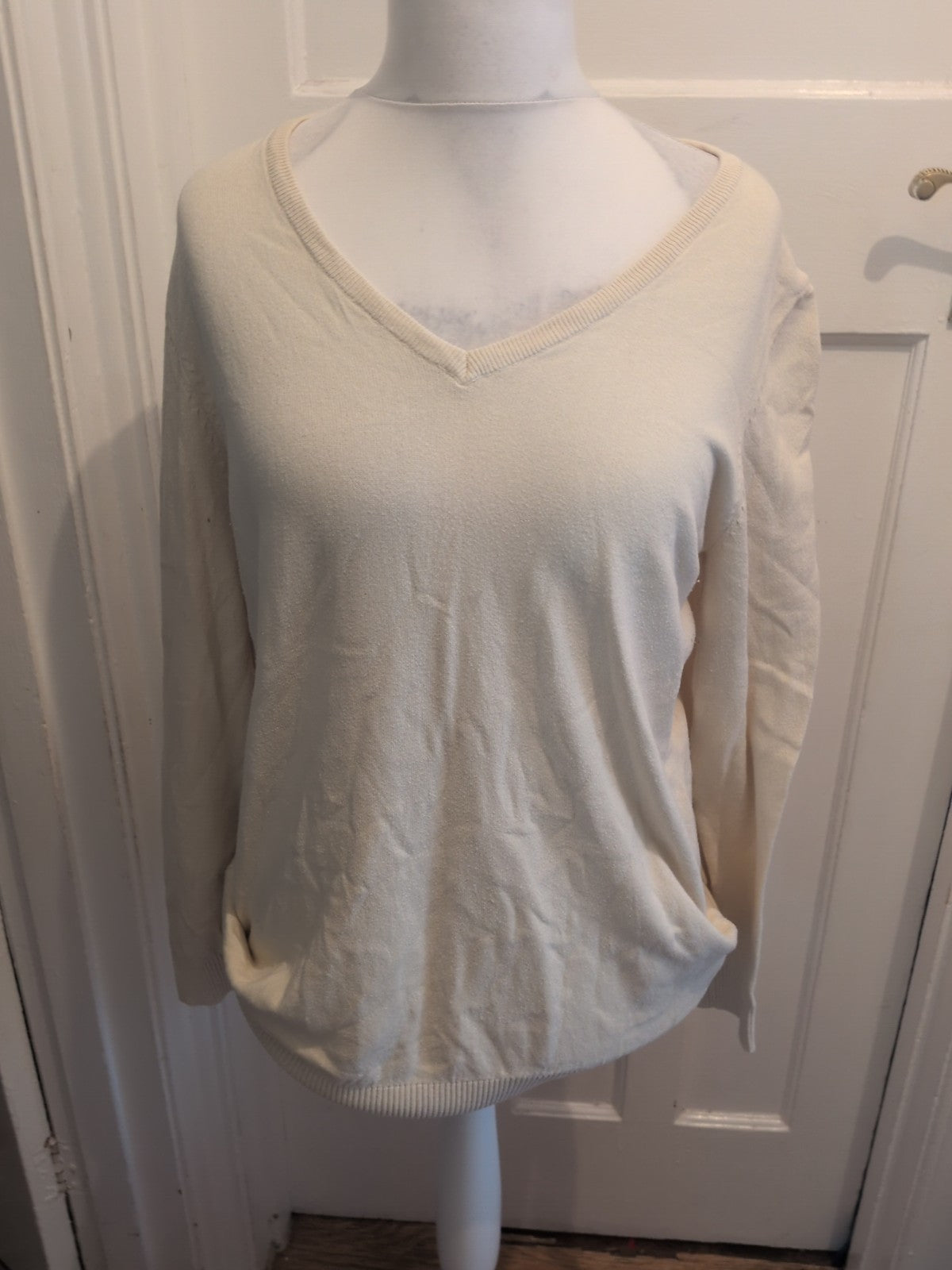 Bonprix Large Cream V Neck Pullover Jumper