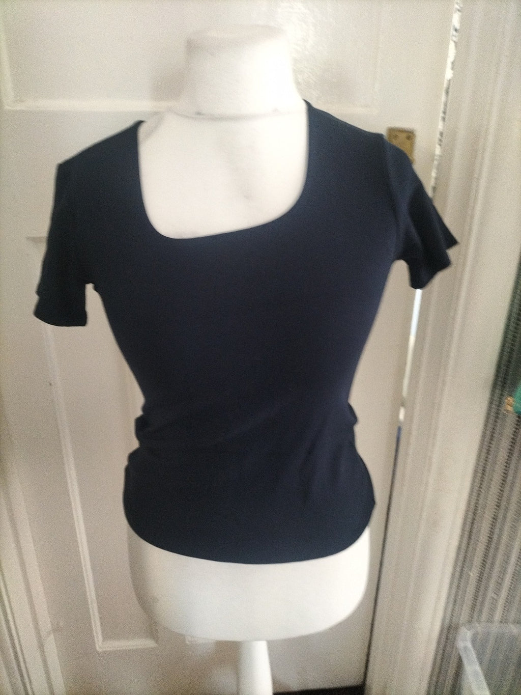 Ladies Editions Size 10/12 Navy Short Sleeve Blouse