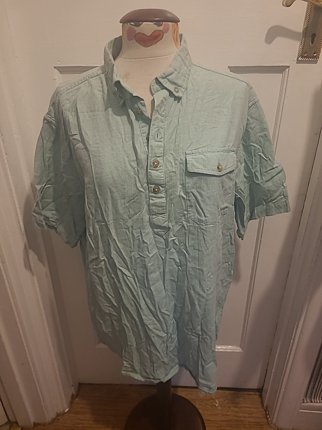 Mens Cotton Traders Size XL Turquoise Short Sleeved Shirt