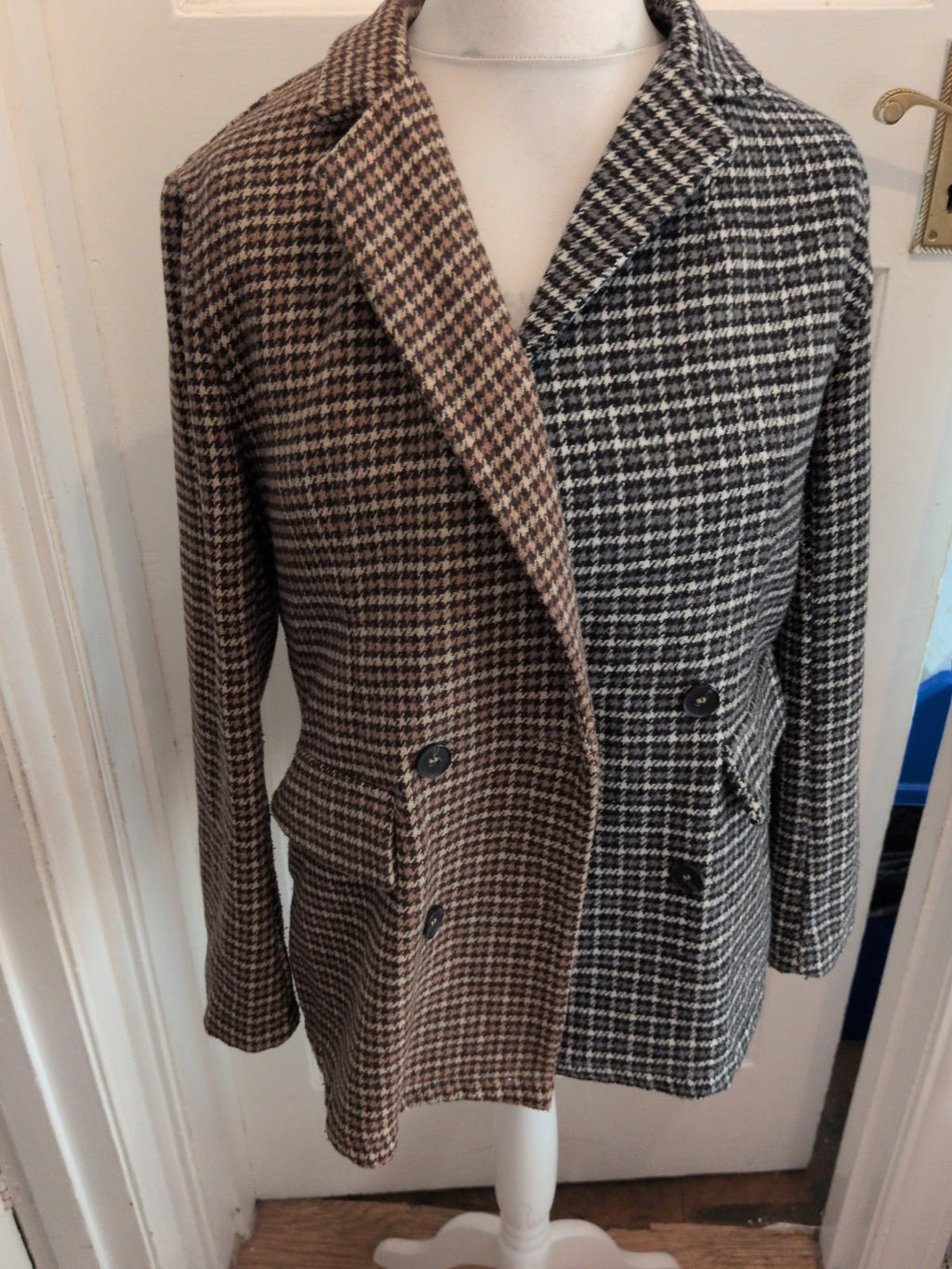 Shein Large Half Black Half Brown Collared Blazer