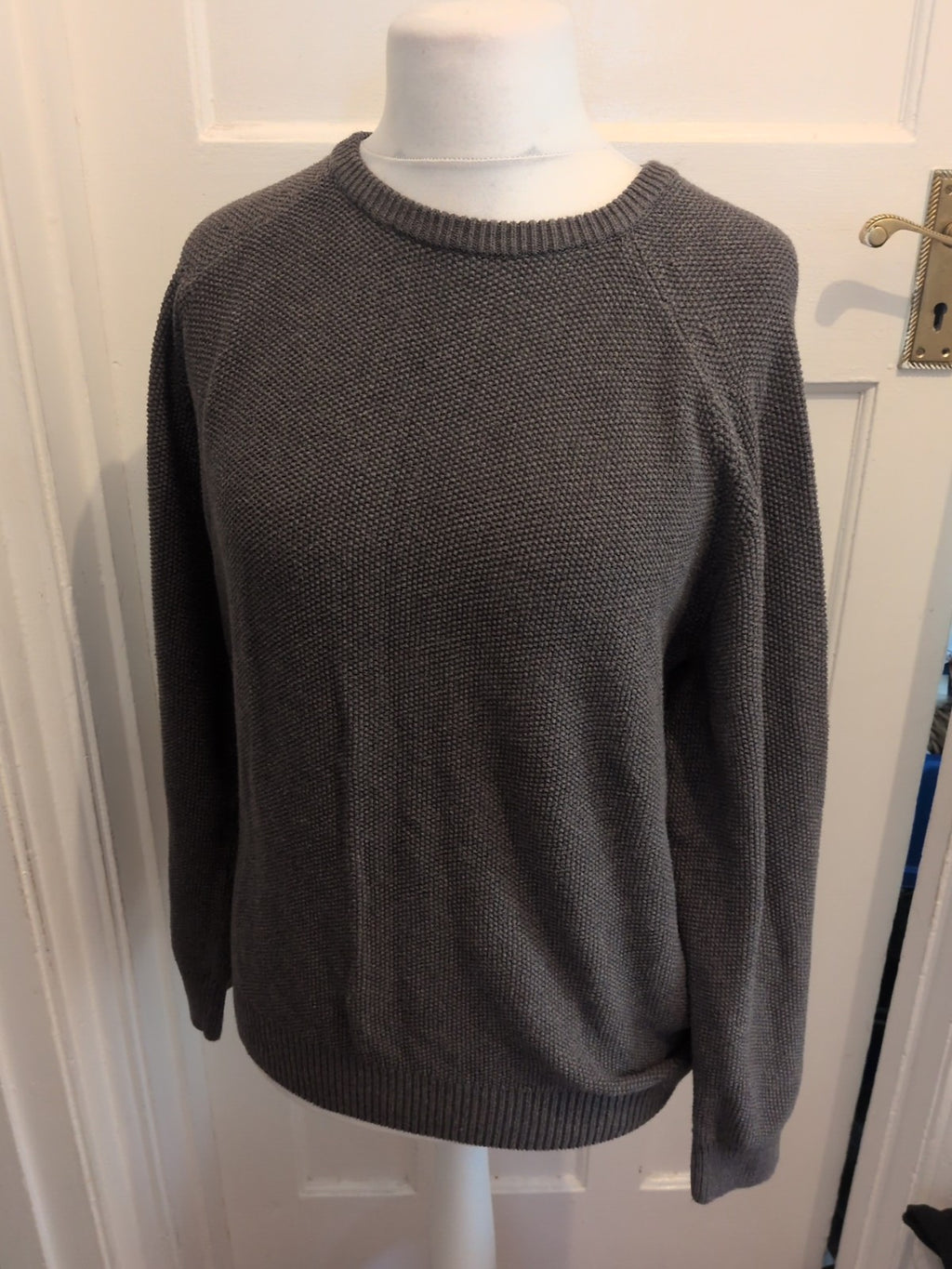 TU XL Pure Cotton Grey Textured Pullover Jumper