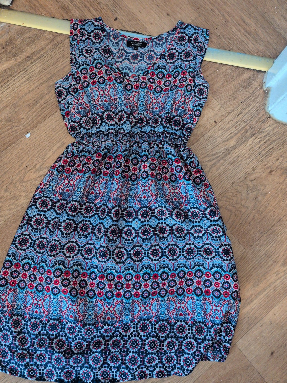 New Look Maternity 8 Blue Multicoloured Sleeveless Dress