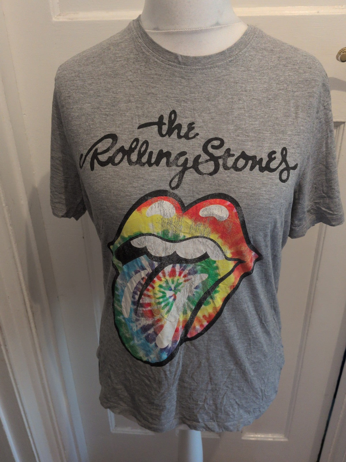 The Rolling Stones Medium Grey Printed(Cracking) Short Sleeve T-shirt