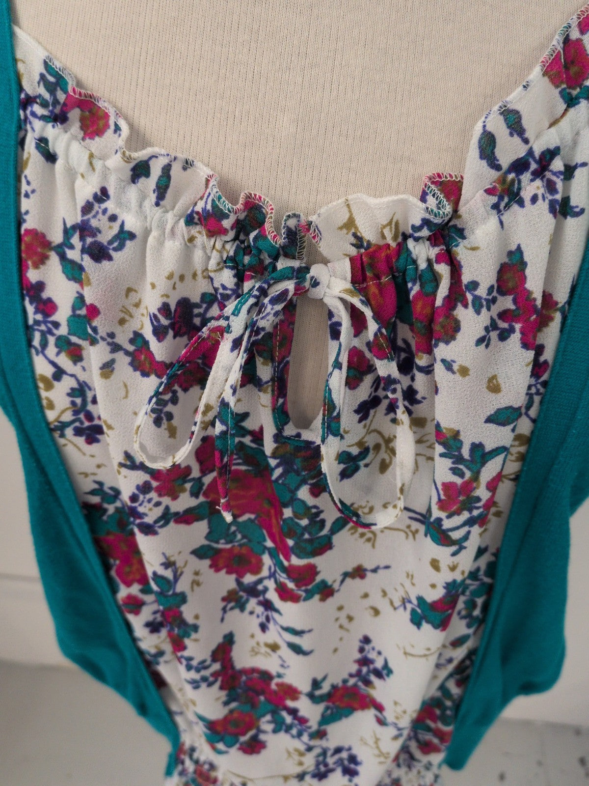 Next 16 Turquoise With Floral Short Sleeve Blouse