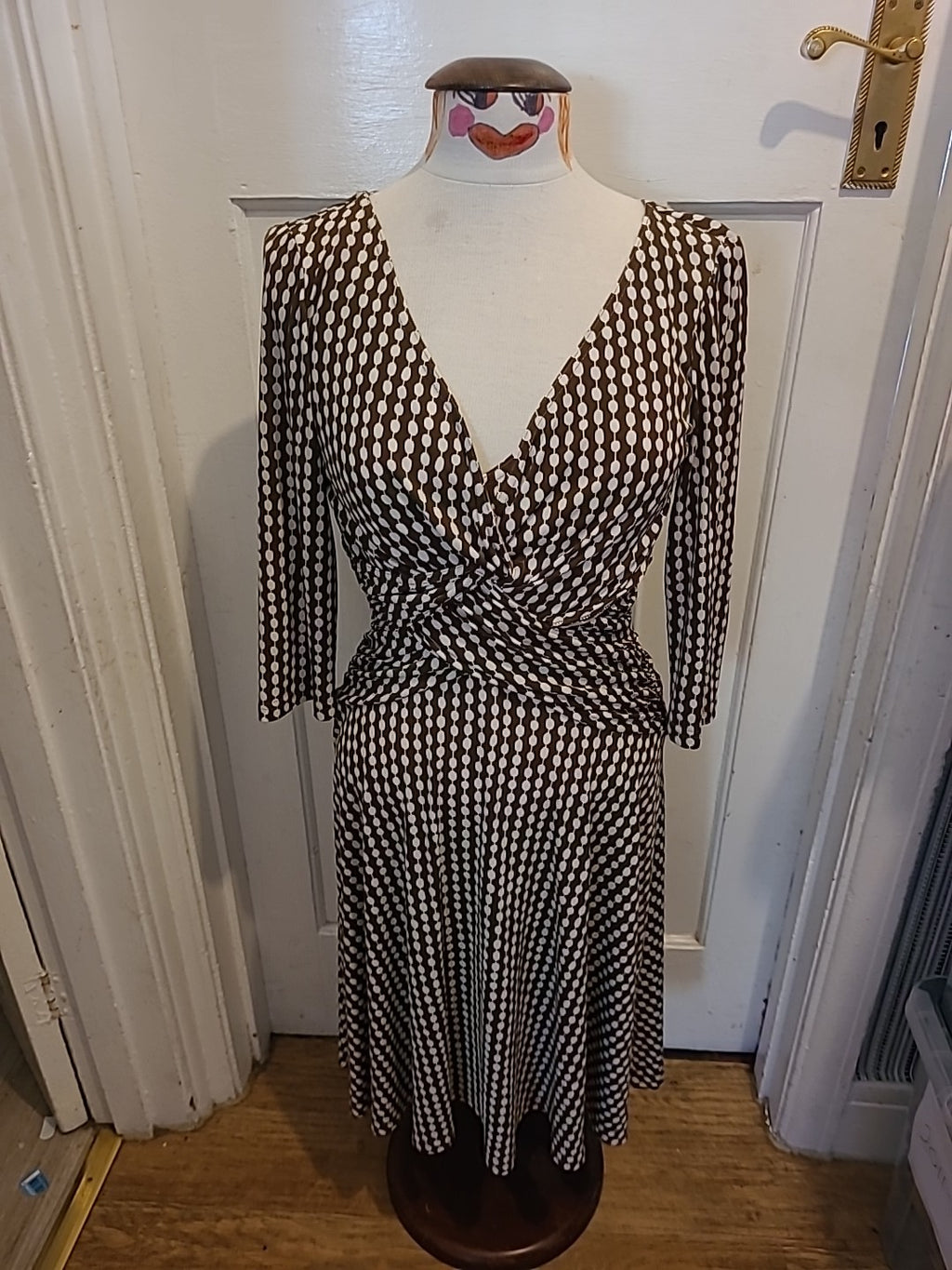 Ladies Molly-Jo Size 10 Brown Spotted Long Sleeved Dress