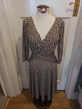 Ladies Molly-Jo Size 10 Brown Spotted Long Sleeved Dress