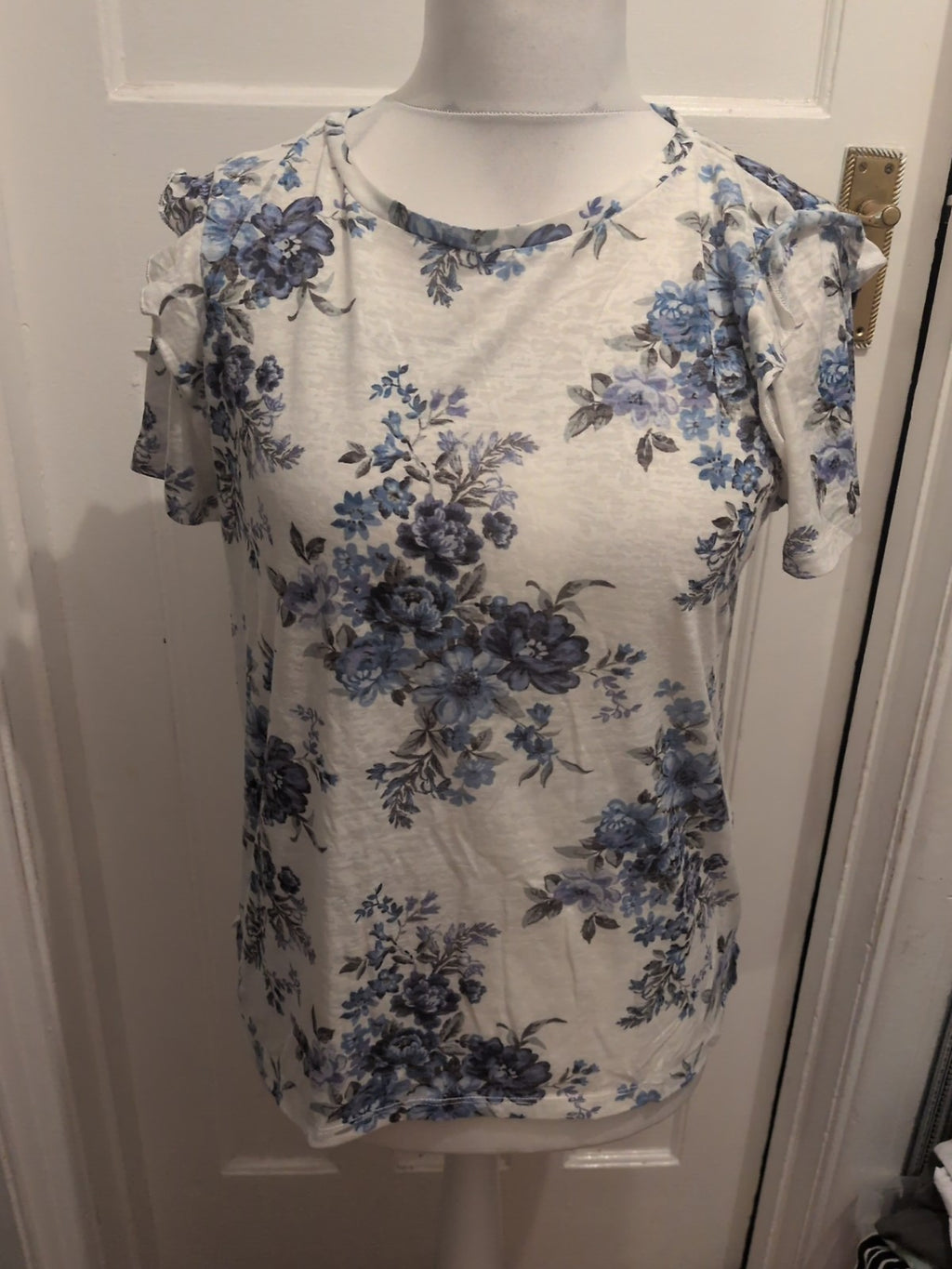 Oasis Large Purple Floral Short Sleeve Blouse