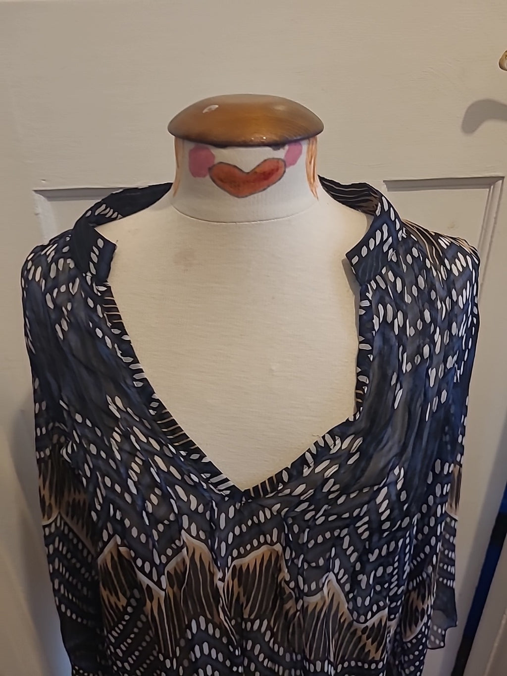 Ladies Pia Rossini Size Medium Multi See Through Long Sleeved Blouse
