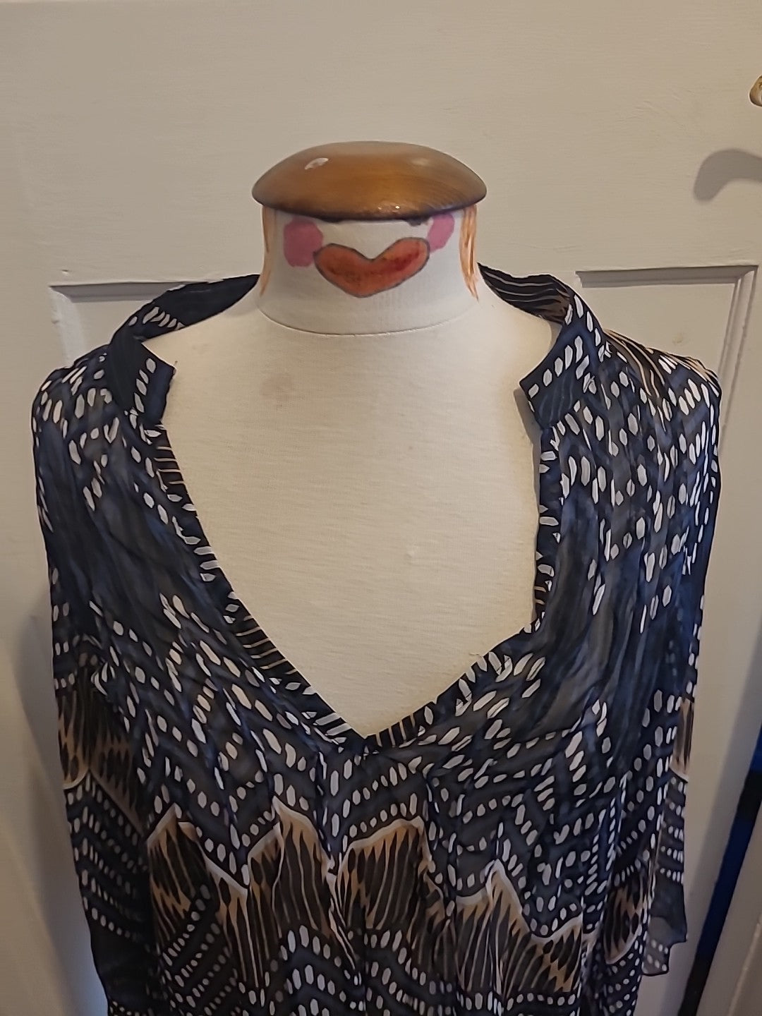 Ladies Pia Rossini Size Medium Multi See Through Long Sleeved Blouse
