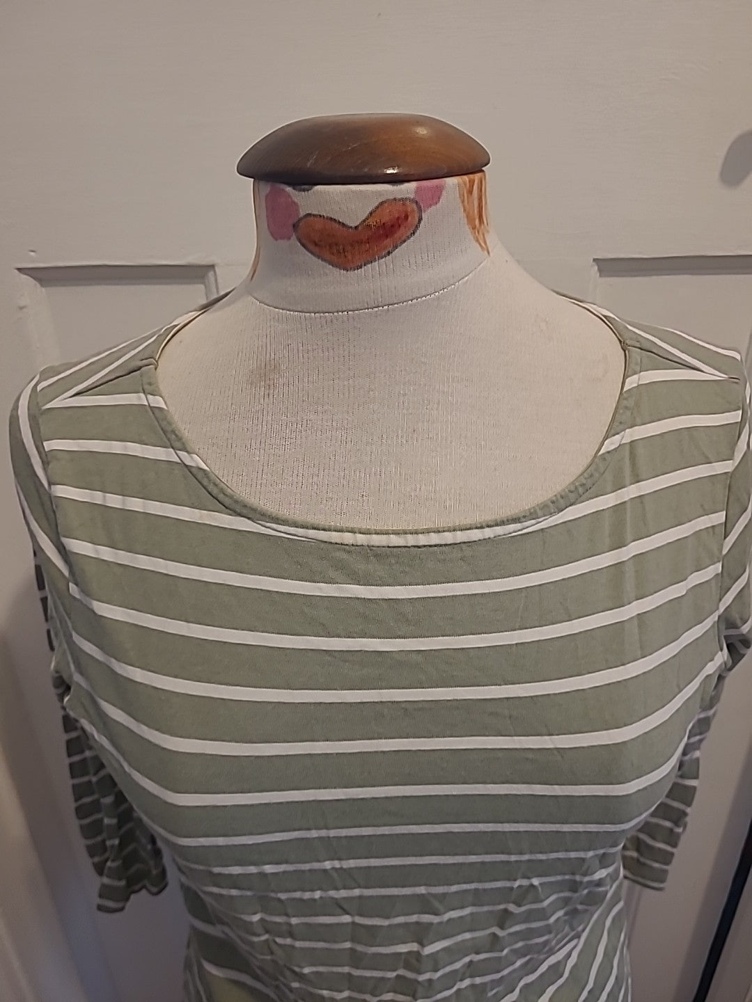 Ladies Crew Clothing Size 10 Light Khaki White Striped Long Sleeved Blouse
