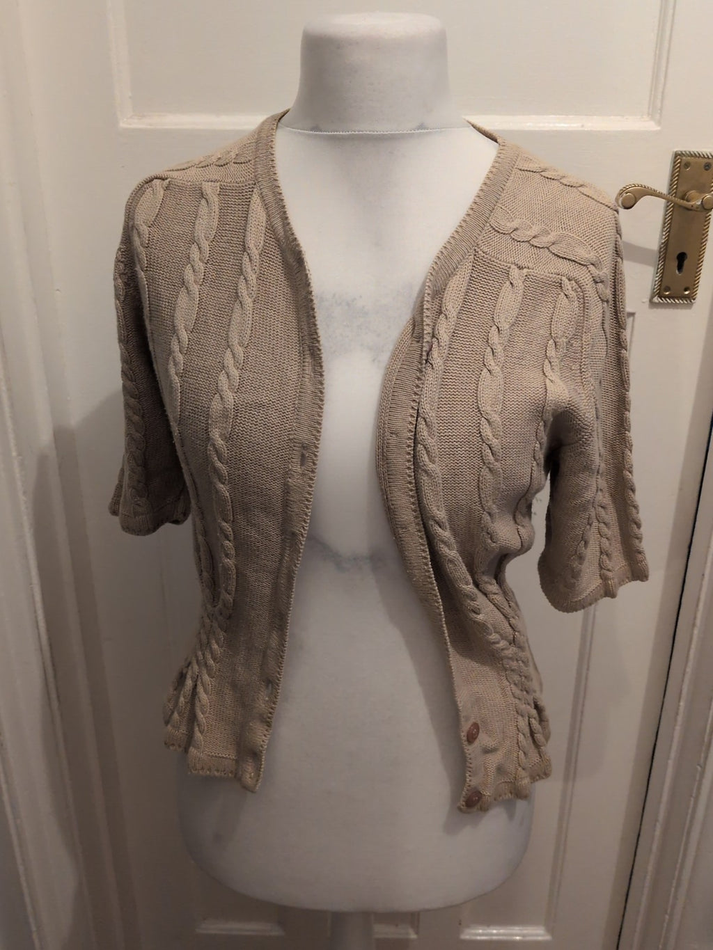 Viyella Small Coffee Short Sleeve Knit Cardigan