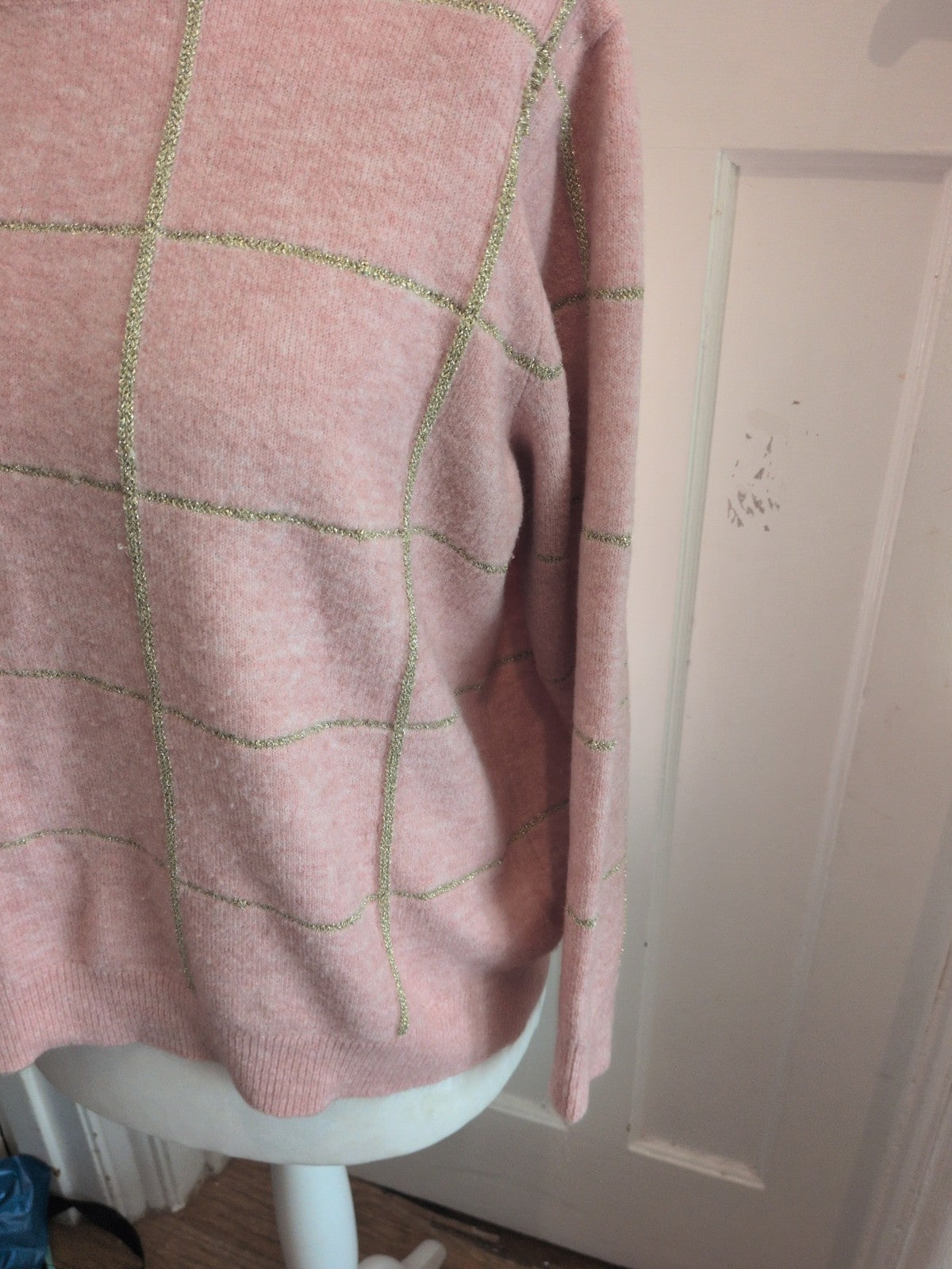 Ladies Bonmarche Size 18 Pink And Gold Pullover Jumper