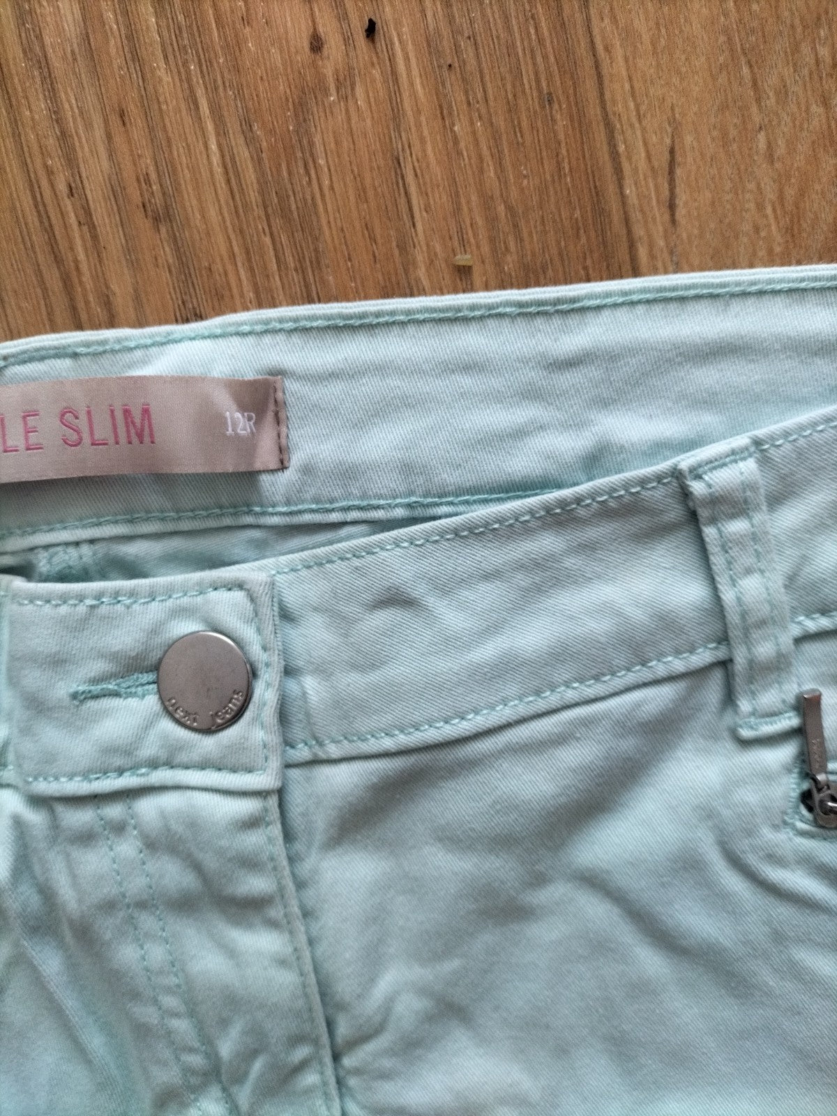 Mens Next Size 12R Pale Aqua Ankle Slim Jeans