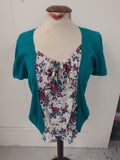 Next 16 Turquoise With Floral Short Sleeve Blouse