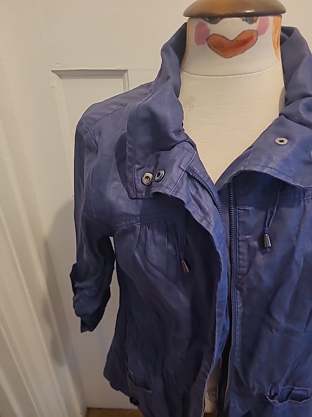 Ladies Betty Jackson Size 12 Blue Long Sleeved Zip Through Jacket