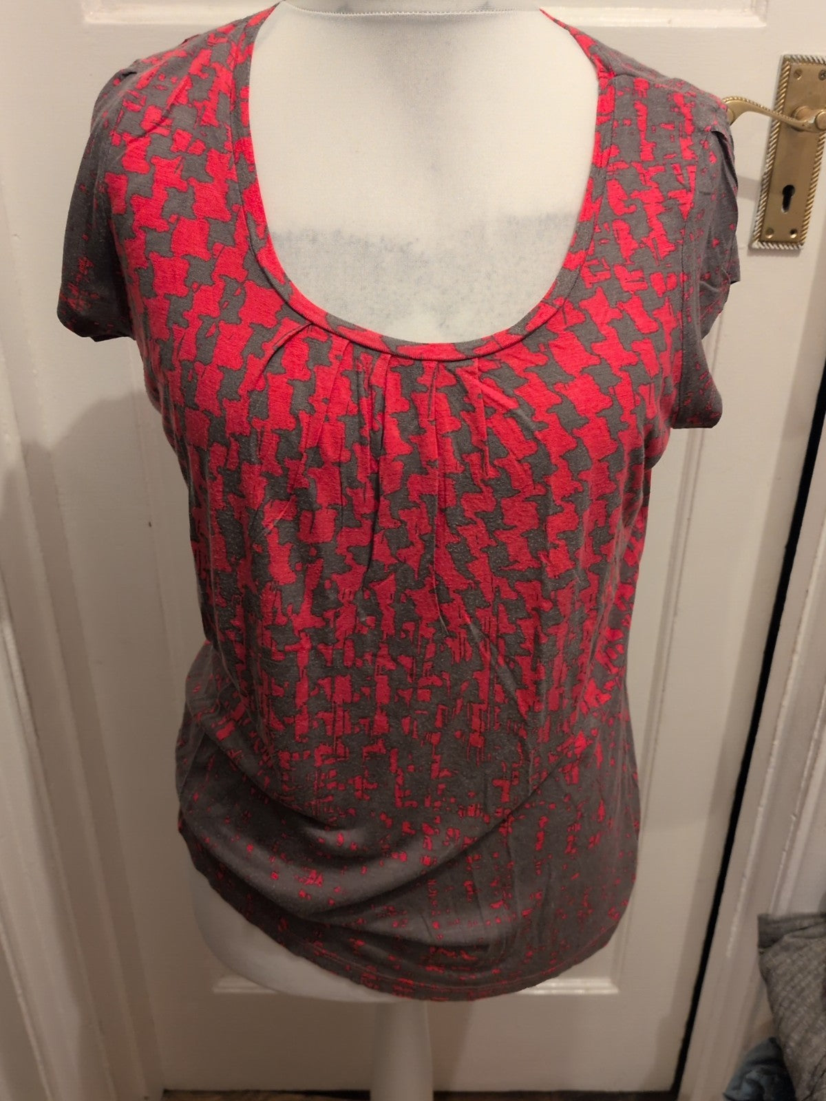Next Large Pink And Brown Pattern Short Sleeve Blouse