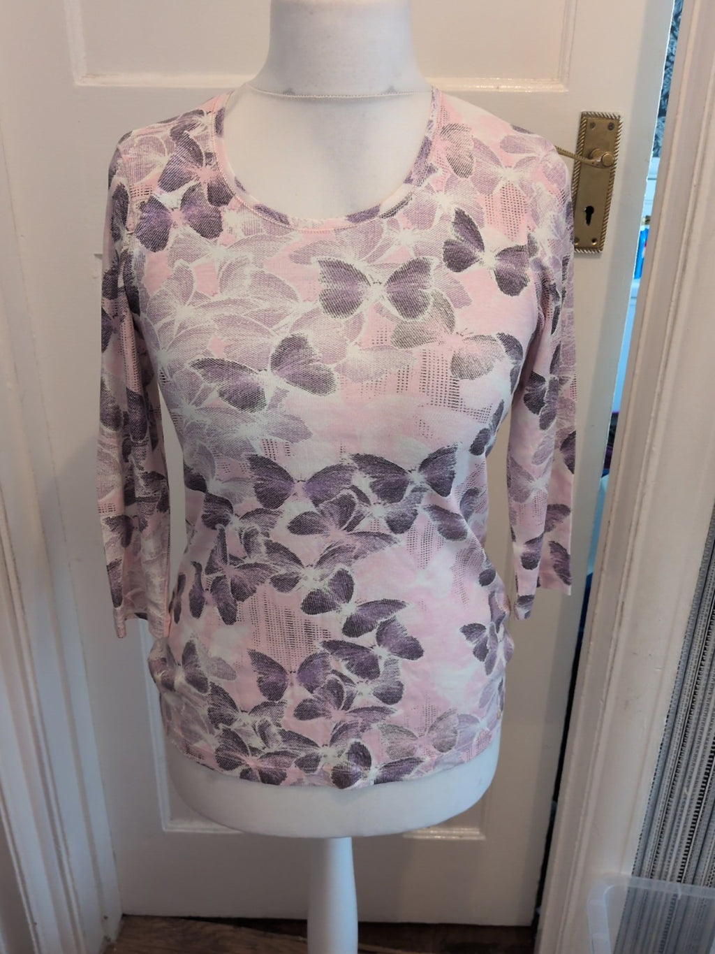 Olson 10 Pink And Purple 3/4 Sleeve Blouse
