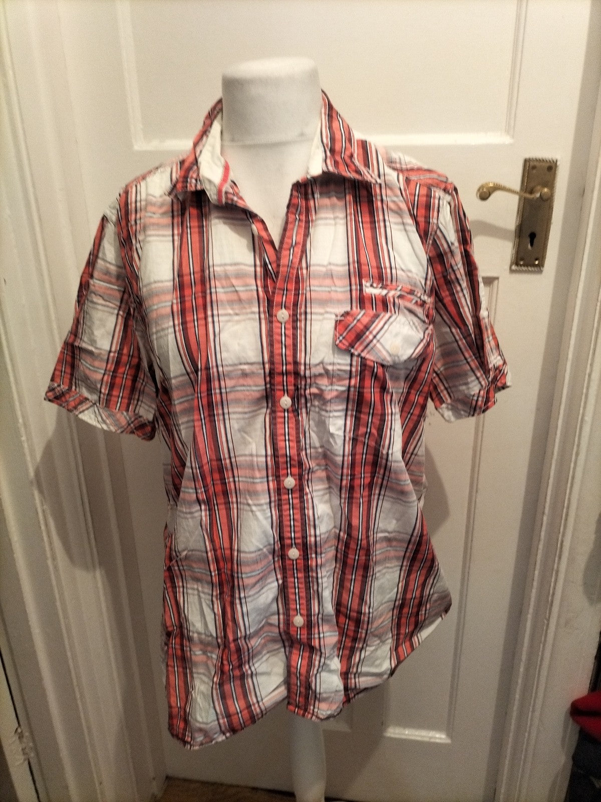 Mens North Coast Size XL Slim Fit Red And White Shirt