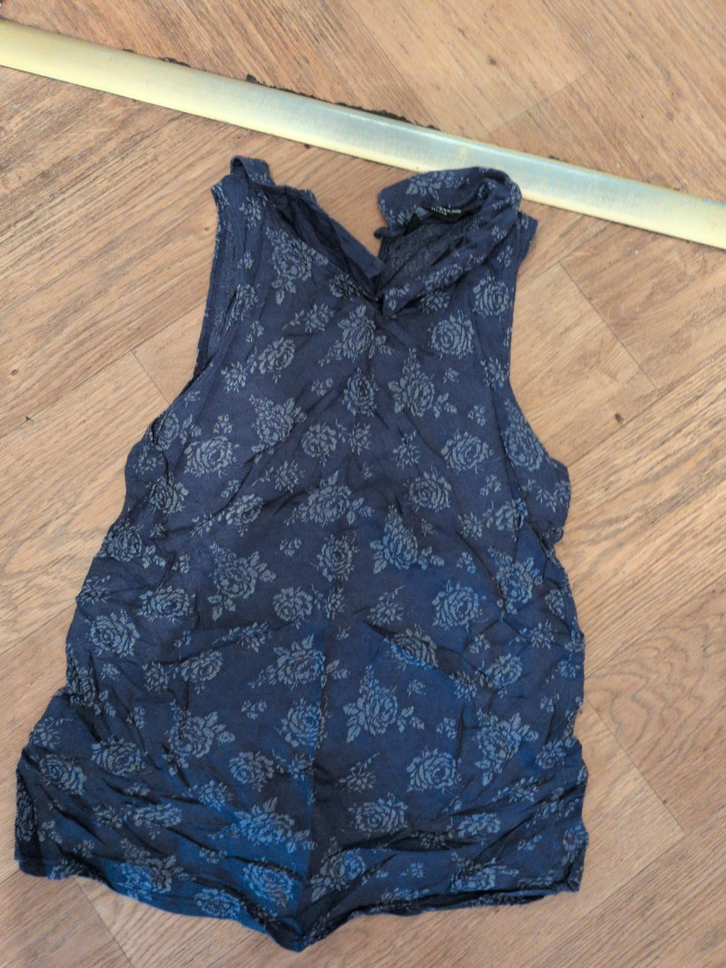 Dorothy Perkins 10 Navy With Grey Pattern Sleeveless T-shirt