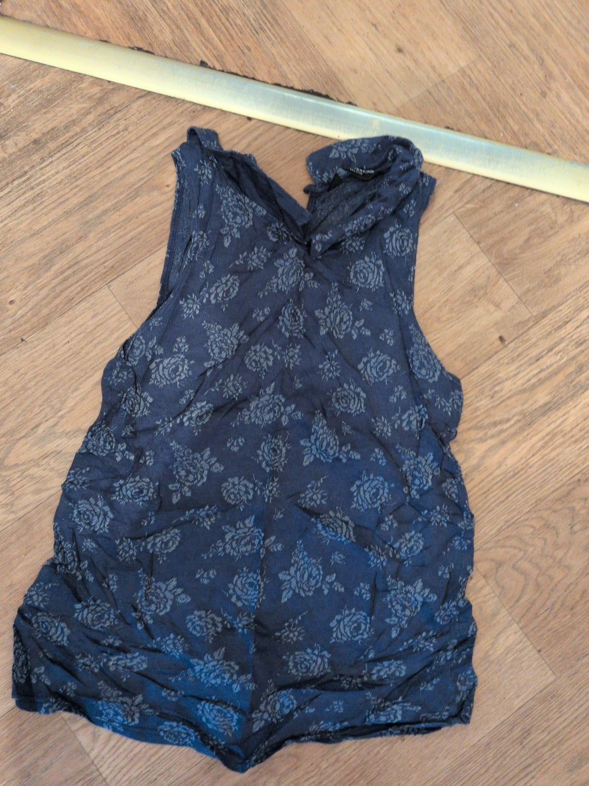 Dorothy Perkins 10 Navy With Grey Pattern Sleeveless T-shirt