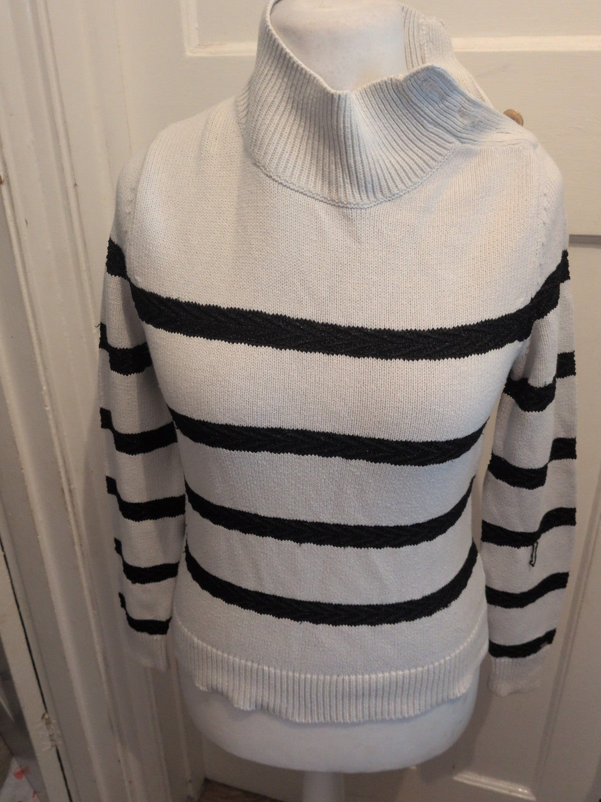 Tommy Hilfiger Small Black And White Stripe Long Sleeve Jumper