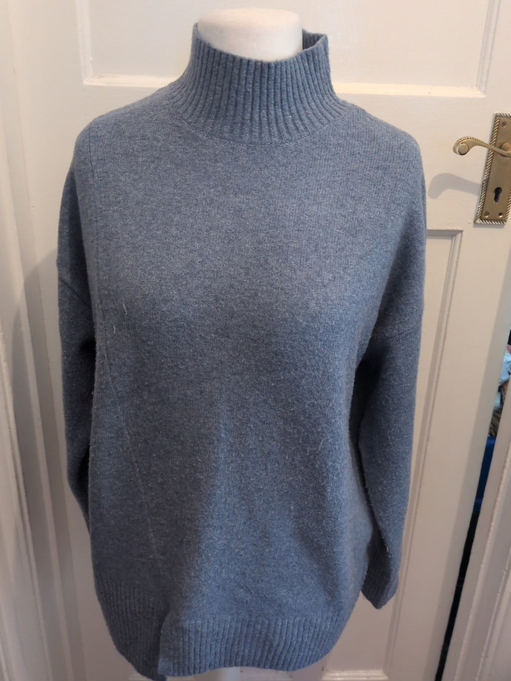 George Medium Blue High Neck Pullover Jumper