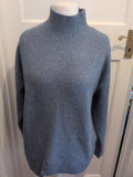 George Medium Blue High Neck Pullover Jumper