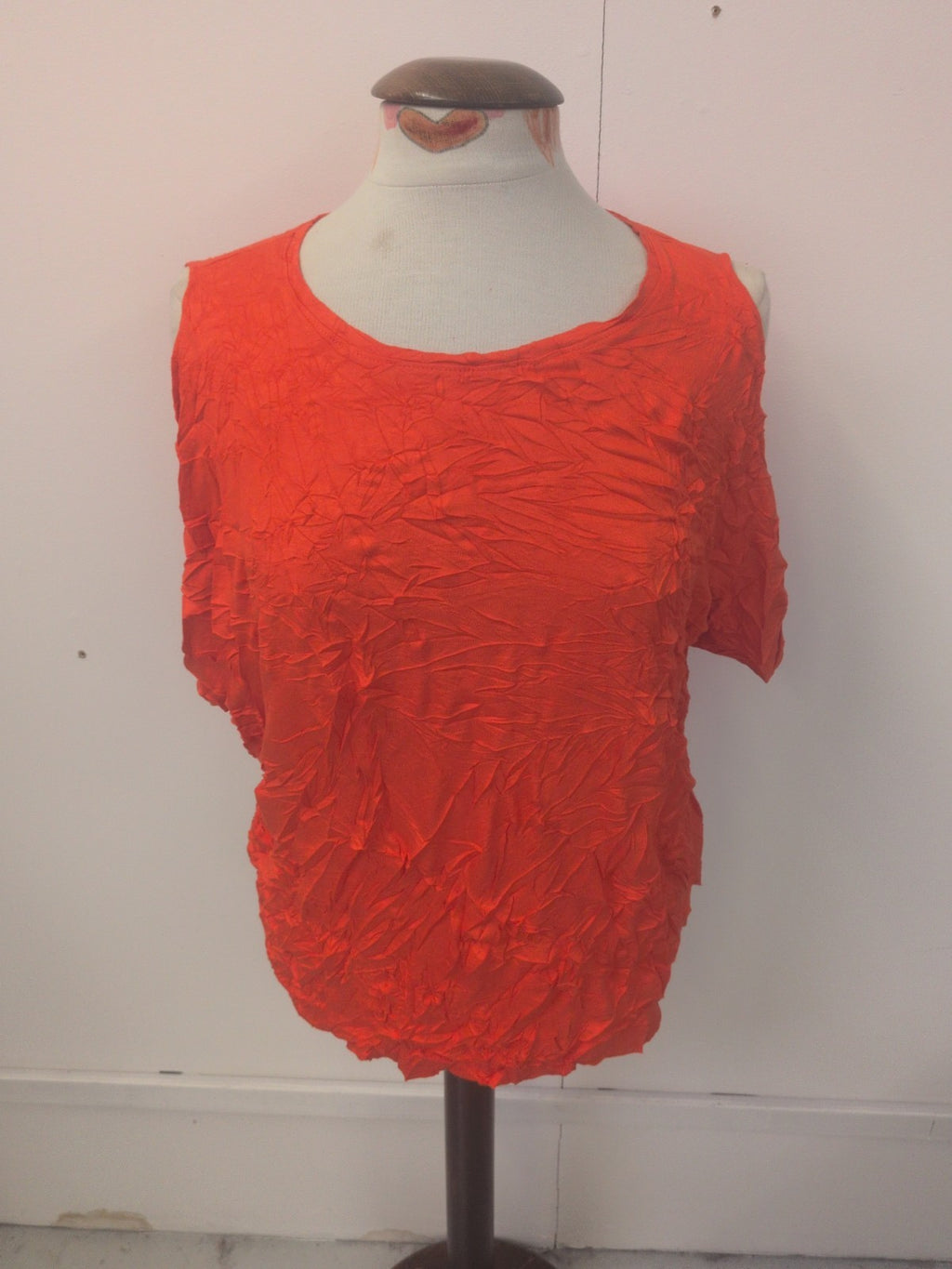 Ladies New Look Size 10 Bright Orange Open Shoulder Shirt Sleeve T-shirt