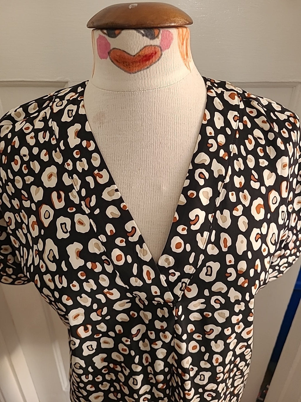 Ladies Marks And Spencer Size 10 Black Detailed Short Sleeved Blouse/Shirt