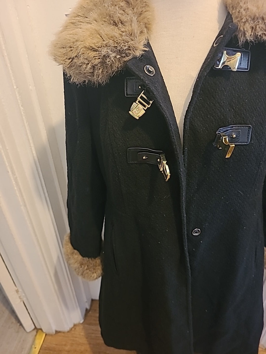 Ladies Tu Size 14 Black Faux Fur Jacket