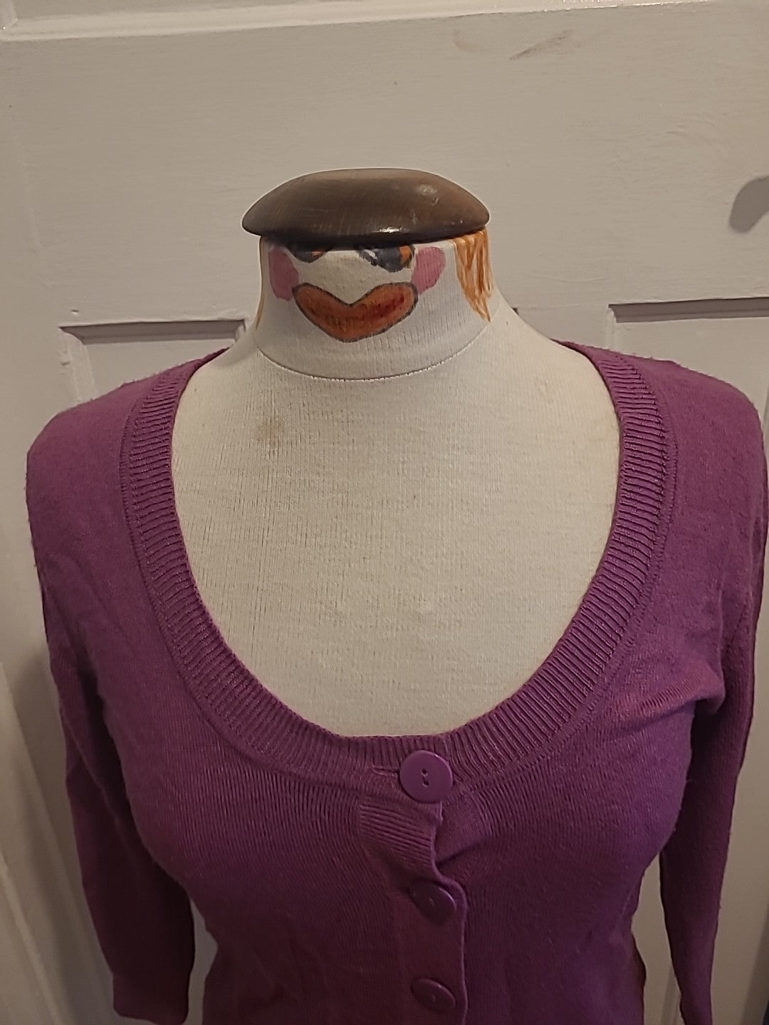 Ladies George Size 12 Purple Long Sleeved Scoop Neck Cardigan