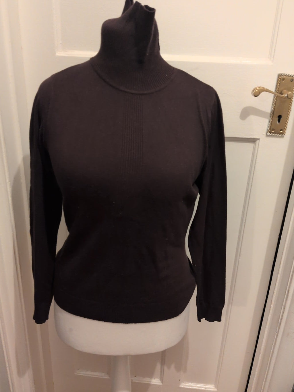 Ladies CC Size Small Brown long Sleeve Roll Neck Blouse