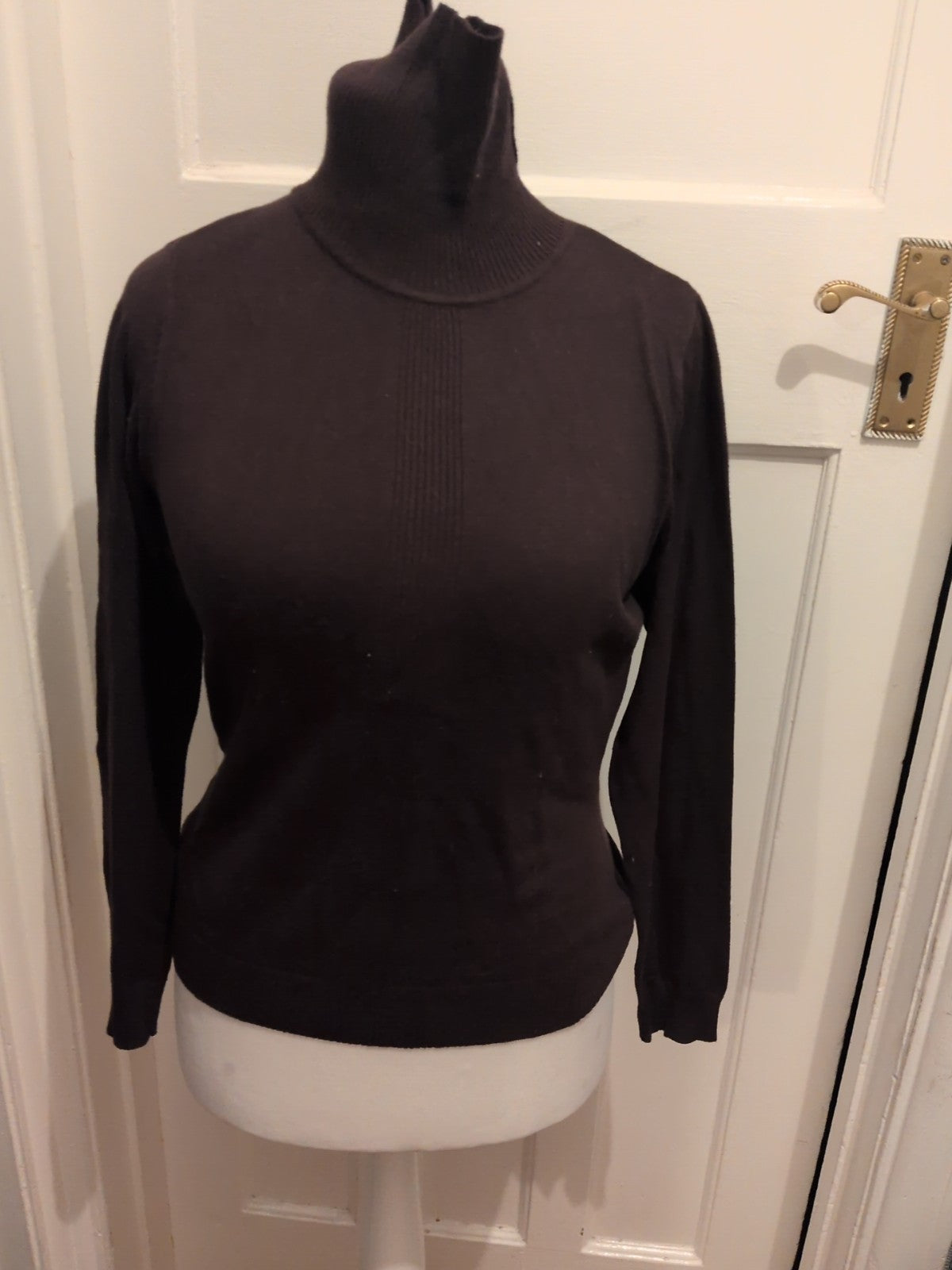 Ladies CC Size Small Brown long Sleeve Roll Neck Blouse