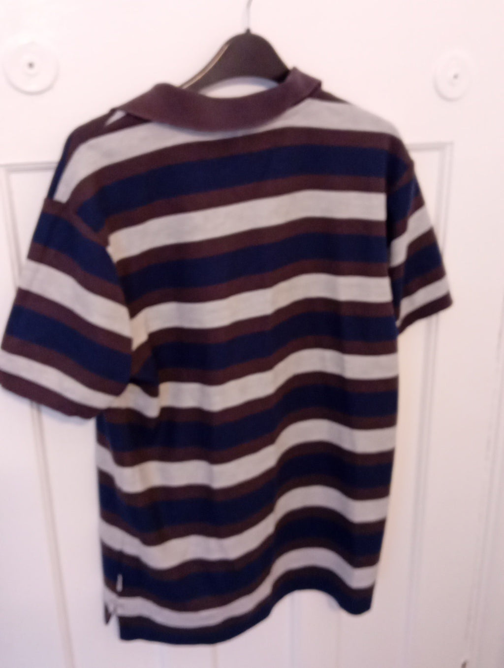 Mens Polo Top Lonsdale Size Small Brown/ Blue Striped