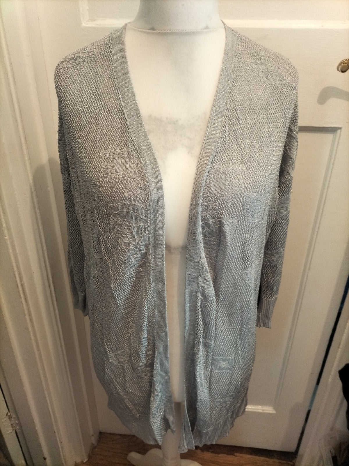 Chicos 2 Silver Knit Open Blouse