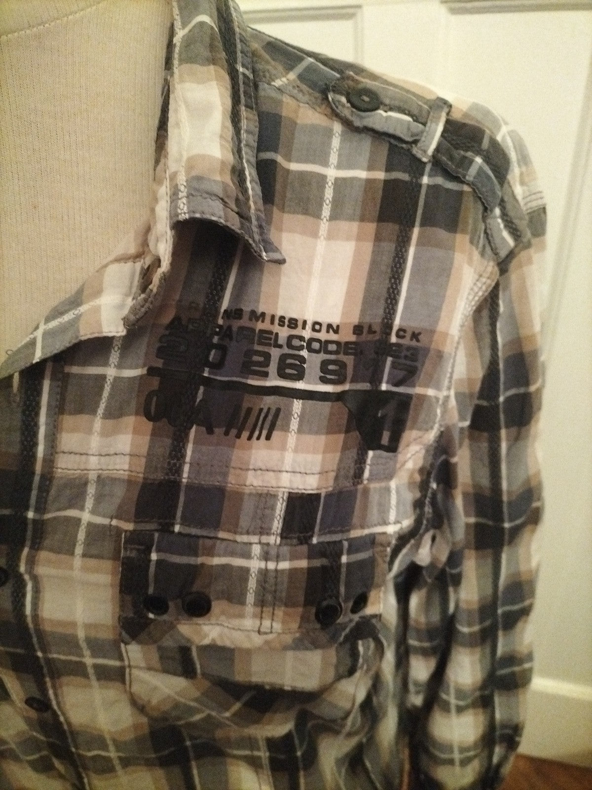 Mens Next Medium Slimmer Fit Multi Color Check Long Sleeve Shirt