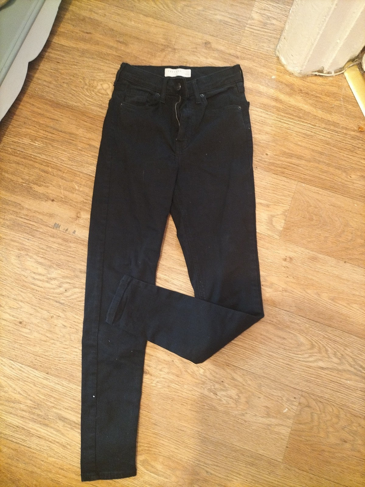 Ladies Topshop Size 25W Black Slim Denim Jeans