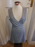 Ladies Size XL Green White Sleeveless Wrap Dress